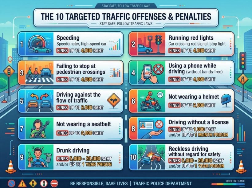 10 Thailand's traffic offences that could cost you fines or jail