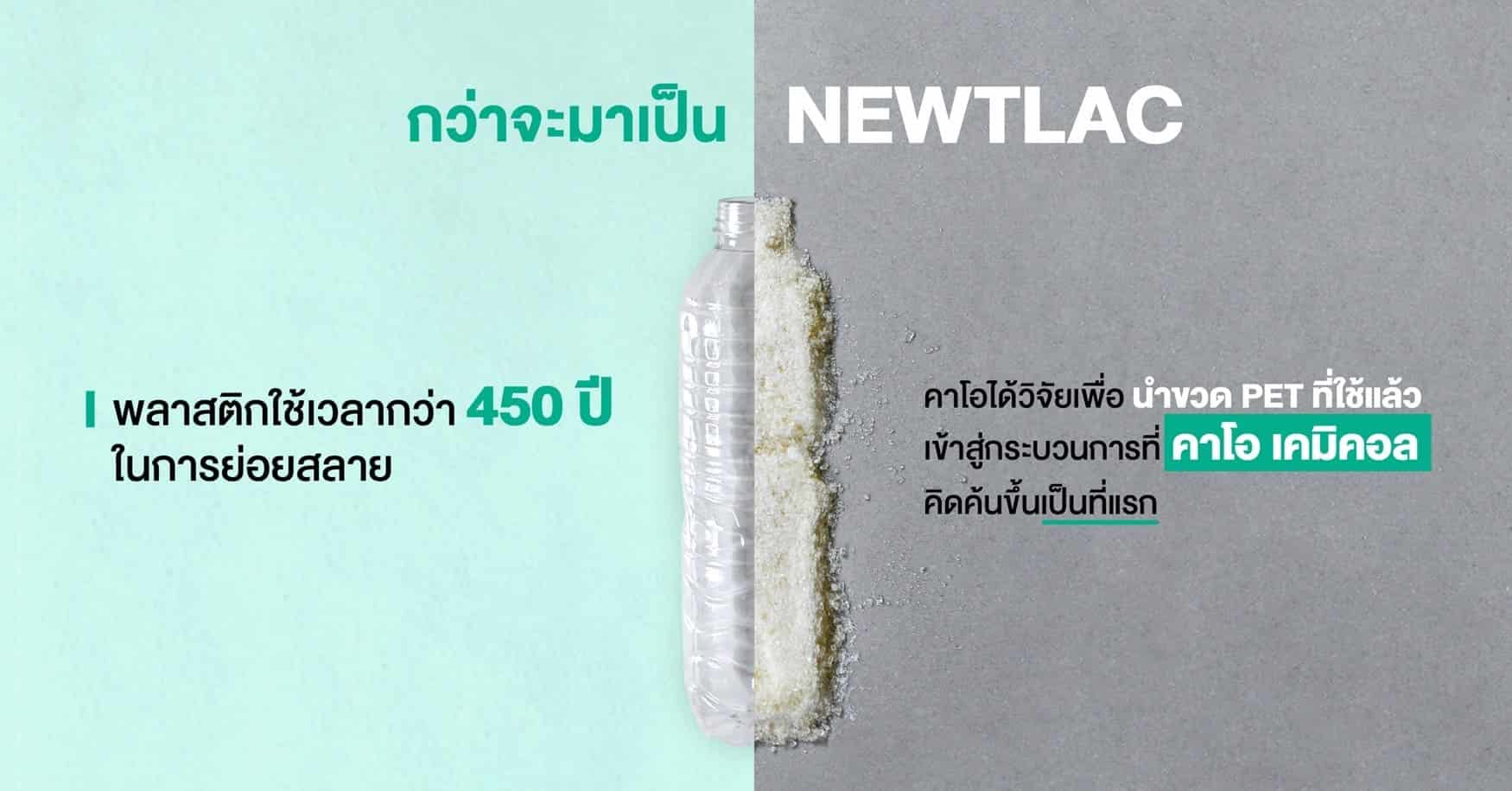 Kao NEWTLAC innovation repurposes used PET bottles into asphalt for sustainable road construction.