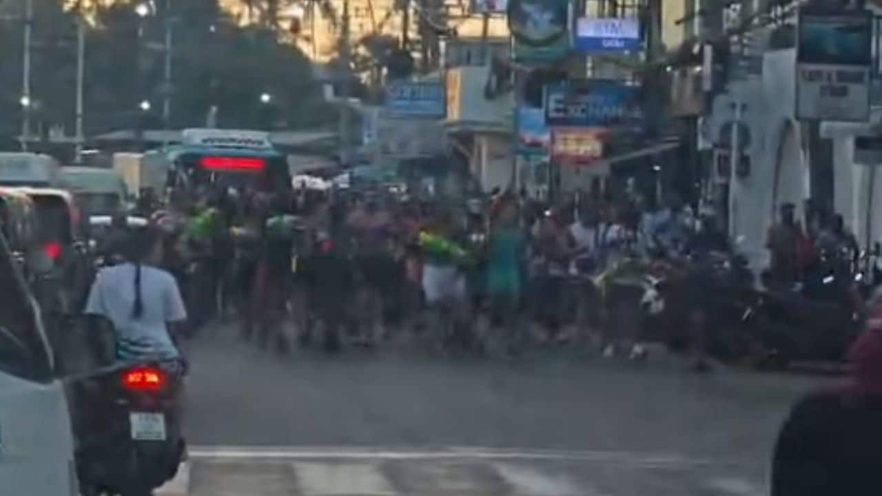 Foreigners block Phuket road during Songkran