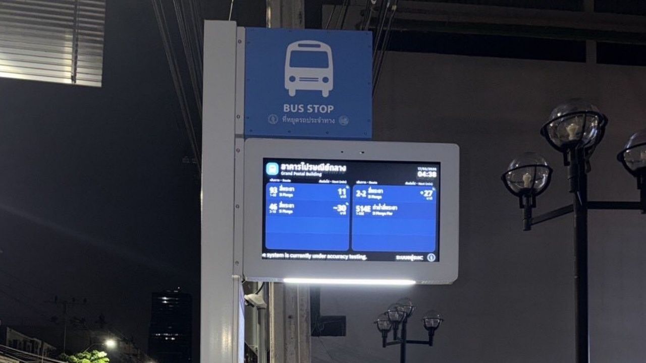 Digital displays at Bangkok bus stops