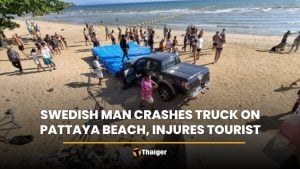Swedish man crashes truck on Pattaya beach, injures tourist | Thaiger