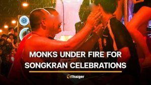 Monks placed on probation after roadside Songkran celebrations | Thaiger