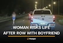 Thai woman criticised for walking in traffic after alleged argument with boyfriend | Thaiger