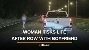Thai woman criticised for walking in traffic after alleged argument with boyfriend | Thaiger