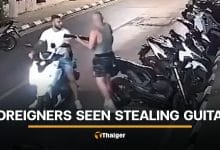 Foreign men caught on CCTV footage stealing guitar in Phuket | Thaiger