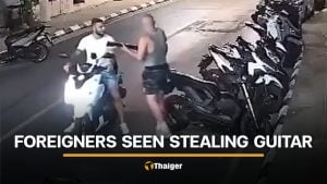 Foreign men caught on CCTV footage stealing guitar in Phuket | Thaiger