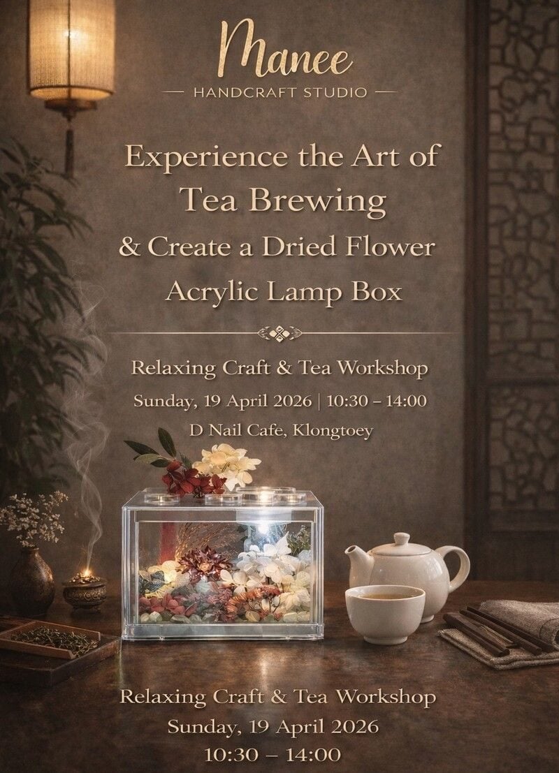 A calming workshop combining tea rituals and craft for relaxation in Khlong Toei, Bangkok.