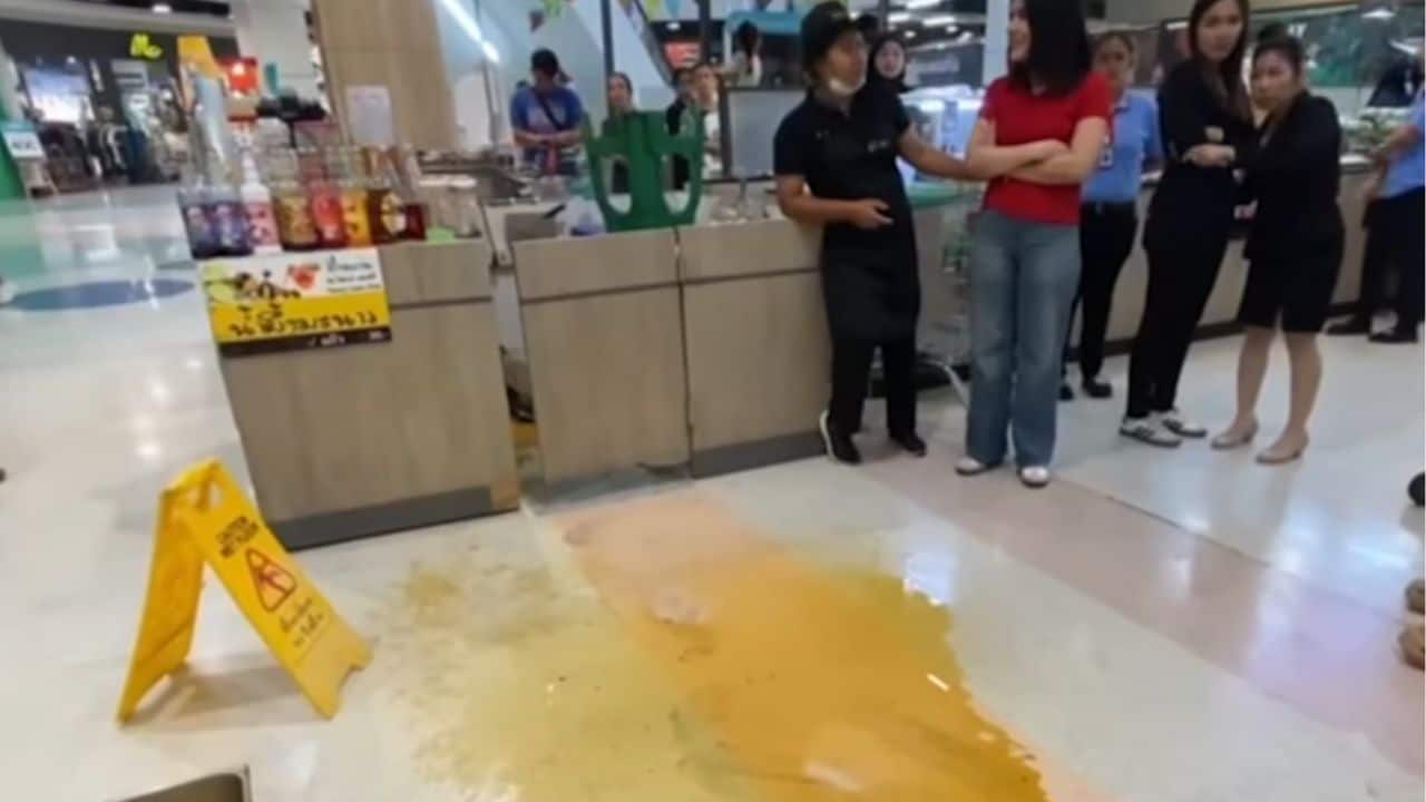 A vendor in Krabi was injured after another worker threw hot cooking oil at her in a mall, with customers helping detain the suspect.