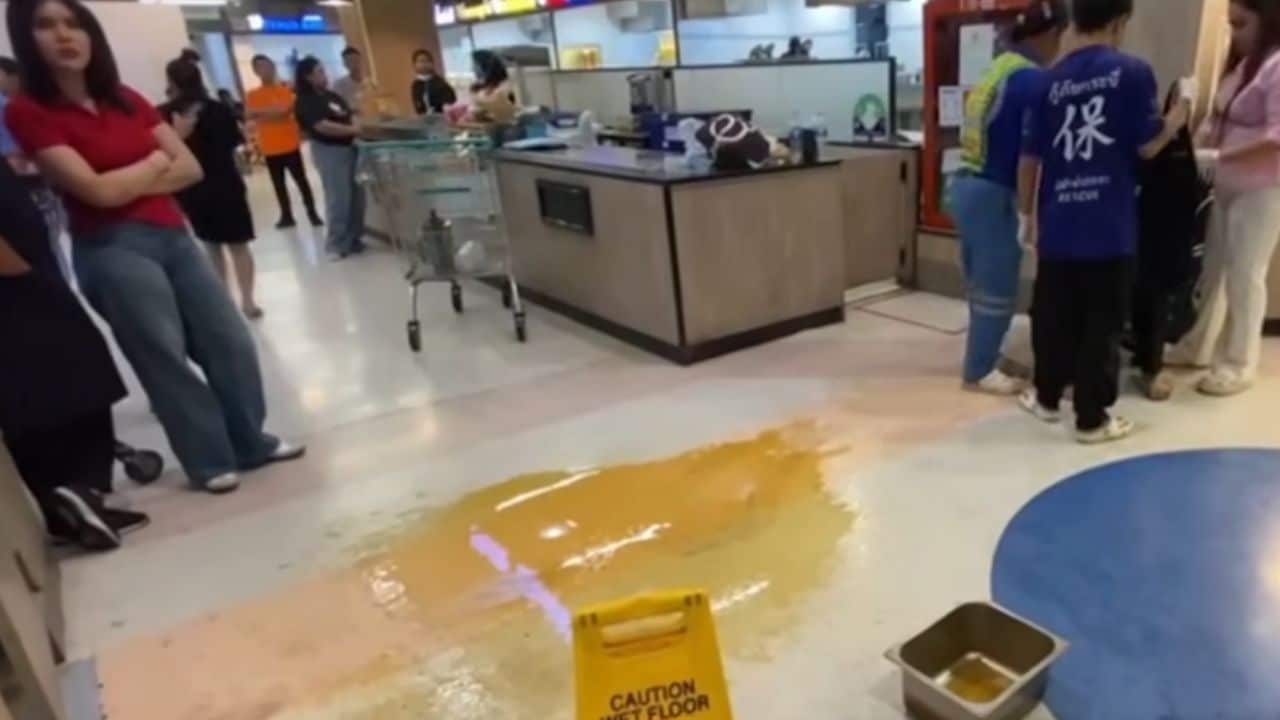 A vendor in Krabi was injured after another worker threw hot cooking oil at her in a mall, with customers helping detain the suspect.