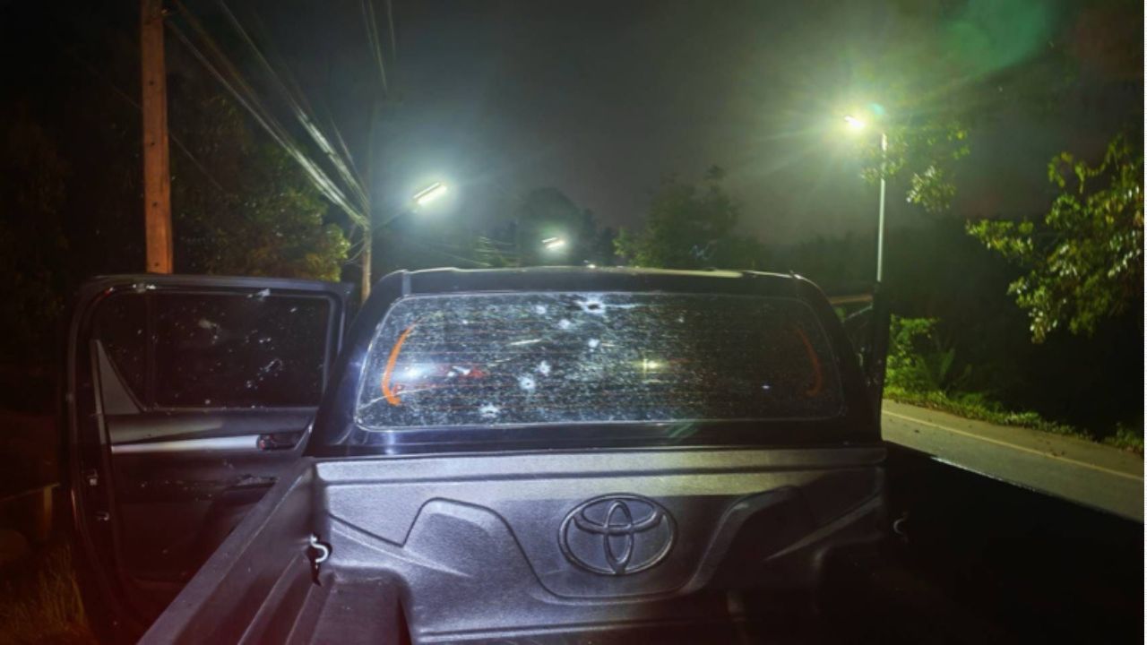 Two people were killed in a pickup shooting in Narathiwat after multiple rounds were fired, with police investigating the motive.