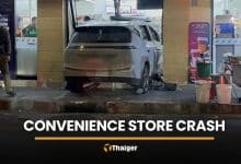 Eight injured after electric car smashes into convenience store | Thaiger