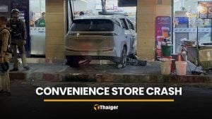 Eight injured after electric car smashes into convenience store | Thaiger