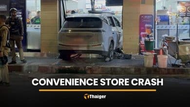 Eight injured after electric car smashes into convenience store | Thaiger