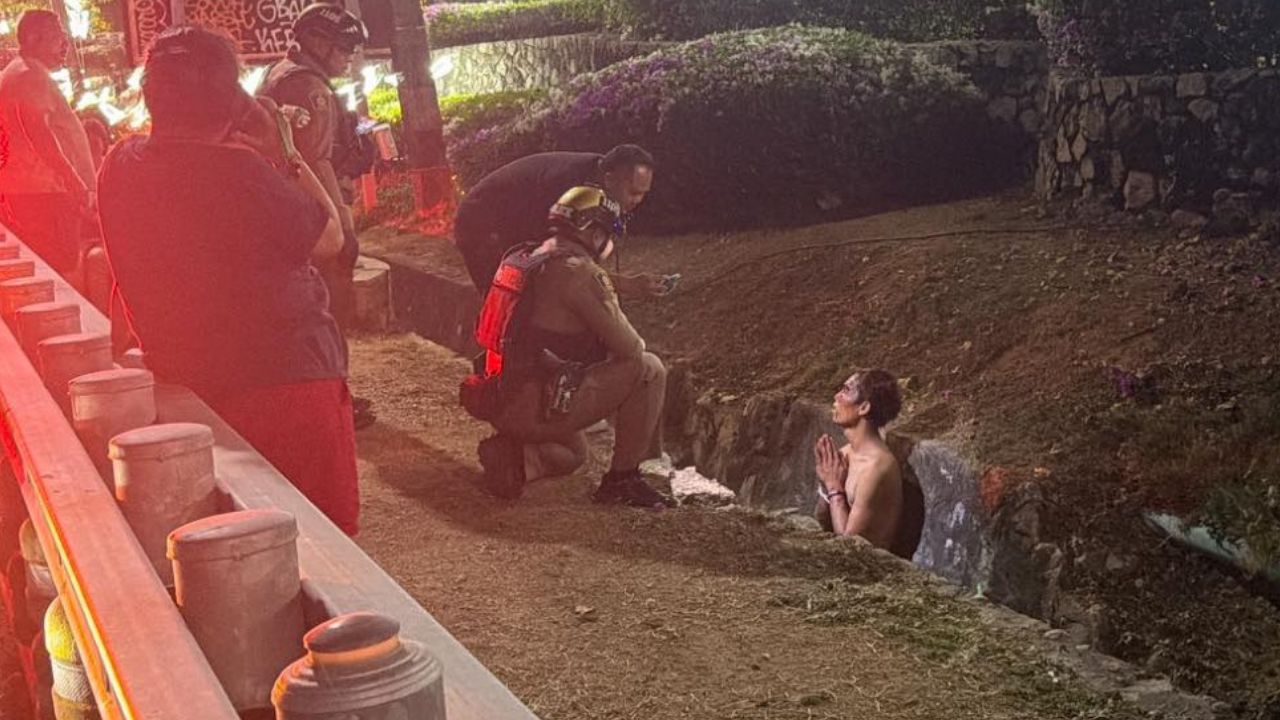 Police detained a homeless man in Pattaya after two bar owners were injured in a reported stone attack on their motorbike.