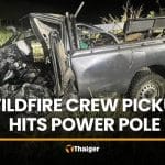 Two killed as Udon Thani wildfire crew pickup hits power pole | Thaiger