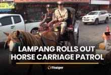 Lampang police deploy horse carriage patrol for Songkran | Thaiger