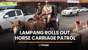 Lampang police deploy horse carriage patrol for Songkran | Thaiger