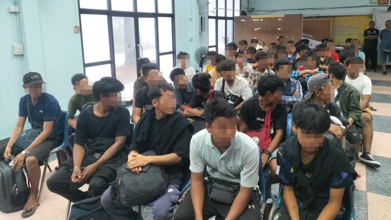 More than 80 undocumented Myanmar migrants were found in Songkhla after officials received reports of a large group hiding in woodland.