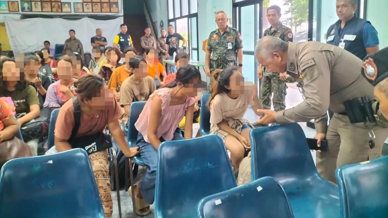 More than 80 undocumented Myanmar migrants were found in Songkhla after officials received reports of a large group hiding in woodland.