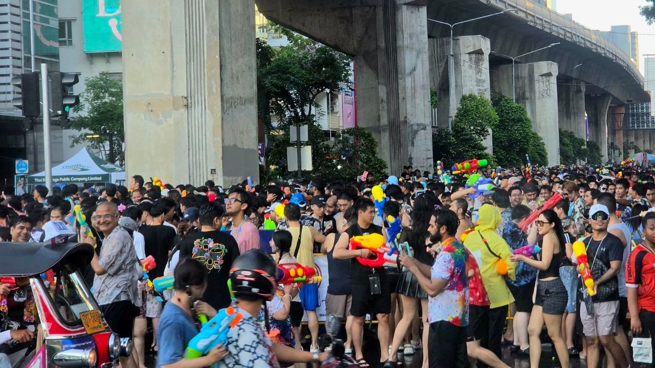 Nearly five million people joined Bangkok Songkran events, while rubbish, grass fires and road deaths all increased from last year.