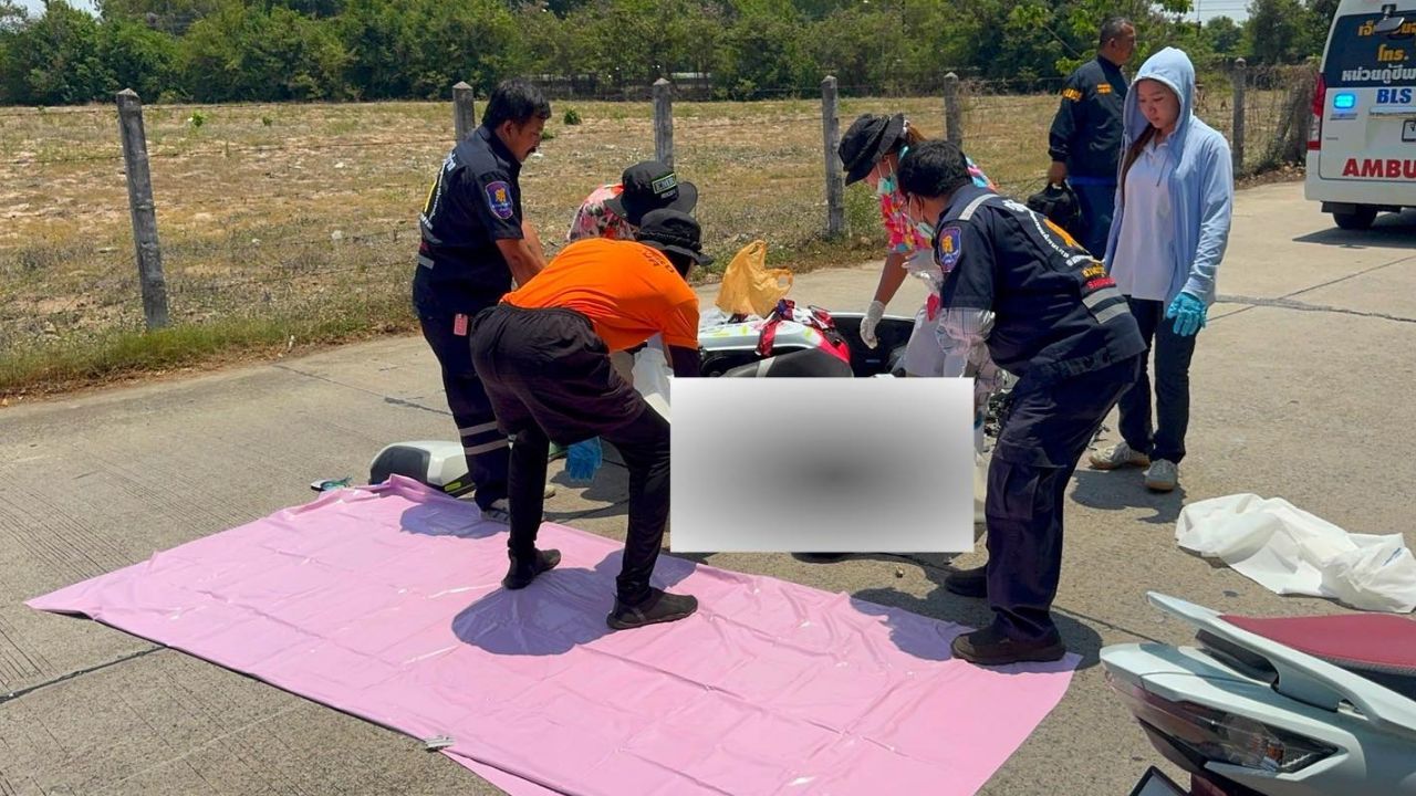 A Chinese man died in a Pattaya motorcycle accident after losing control and falling under a six-wheel water truck.