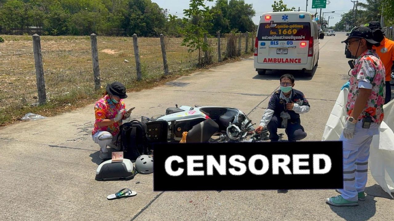 A Chinese man died in a Pattaya motorcycle accident after losing control and falling under a six-wheel water truck.