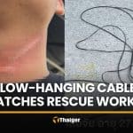 Low-hanging cable leaves Pattaya rescue worker with neck wound | Thaiger
