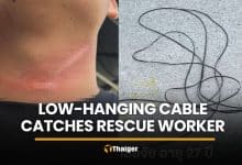 Low-hanging cable leaves Pattaya rescue worker with neck wound | Thaiger