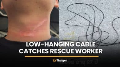 Low-hanging cable leaves Pattaya rescue worker with neck wound | Thaiger
