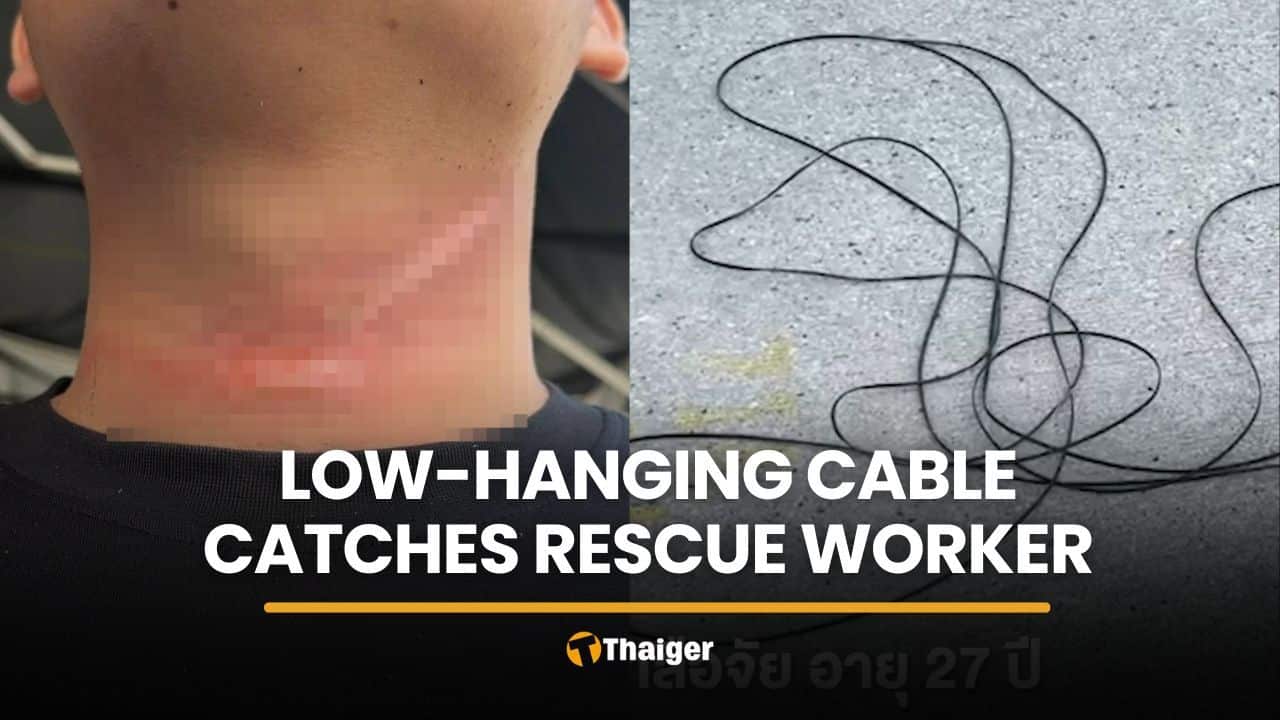 Low-hanging cable leaves Pattaya rescue worker with neck wound | Thaiger
