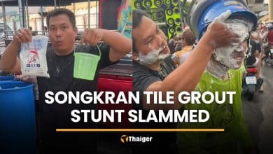 Thai influencer slammed over Songkran tile grout stunt | Thaiger