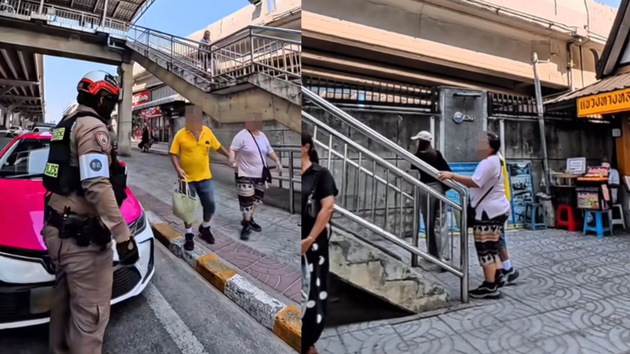 A viral video shows a taxi driver in Bangkok being fined after refusing passengers near Don Mueang Airport and breaking traffic rules.
