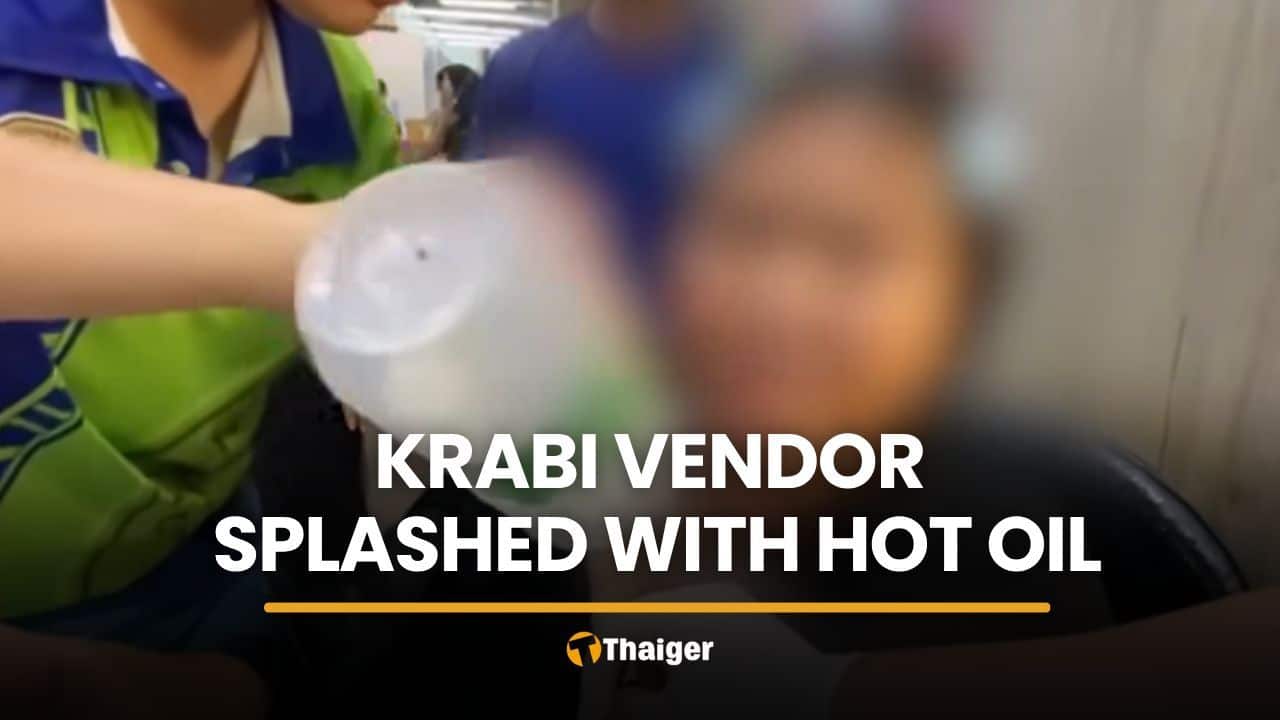 Vendor splashed with hot oil by another worker in Krabi mall | Thaiger