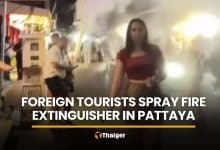 Foreign tourists spray fire extinguisher on Pattaya Walking Street | Thaiger
