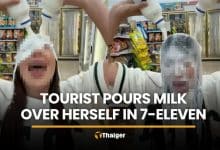 Foreign tourist pours snacks and milk over herself in 7-Eleven store | Thaiger