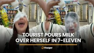 Foreign tourist pours snacks and milk over herself in 7-Eleven store | Thaiger