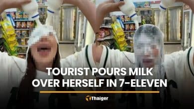 Foreign tourist pours snacks and milk over herself in 7-Eleven store | Thaiger
