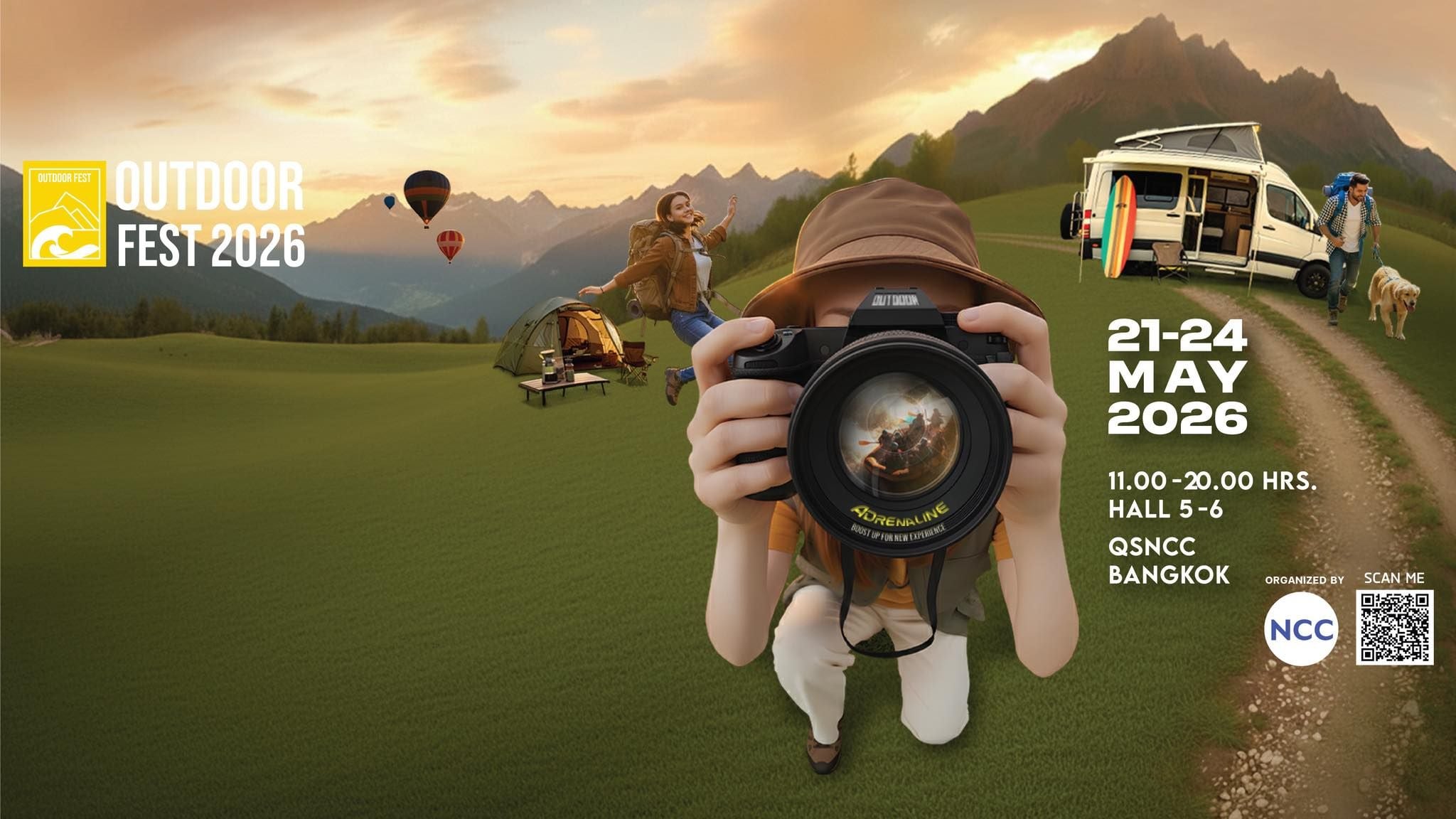 Outdoor Fest 2026 showcases a variety of travel and outdoor lifestyle products at QSNCC in Bangkok.