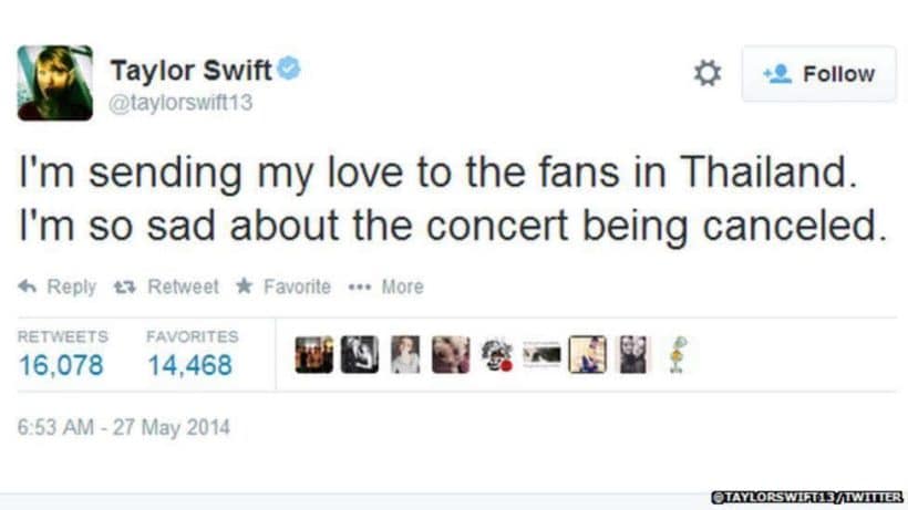 Swift tweeted on May 27