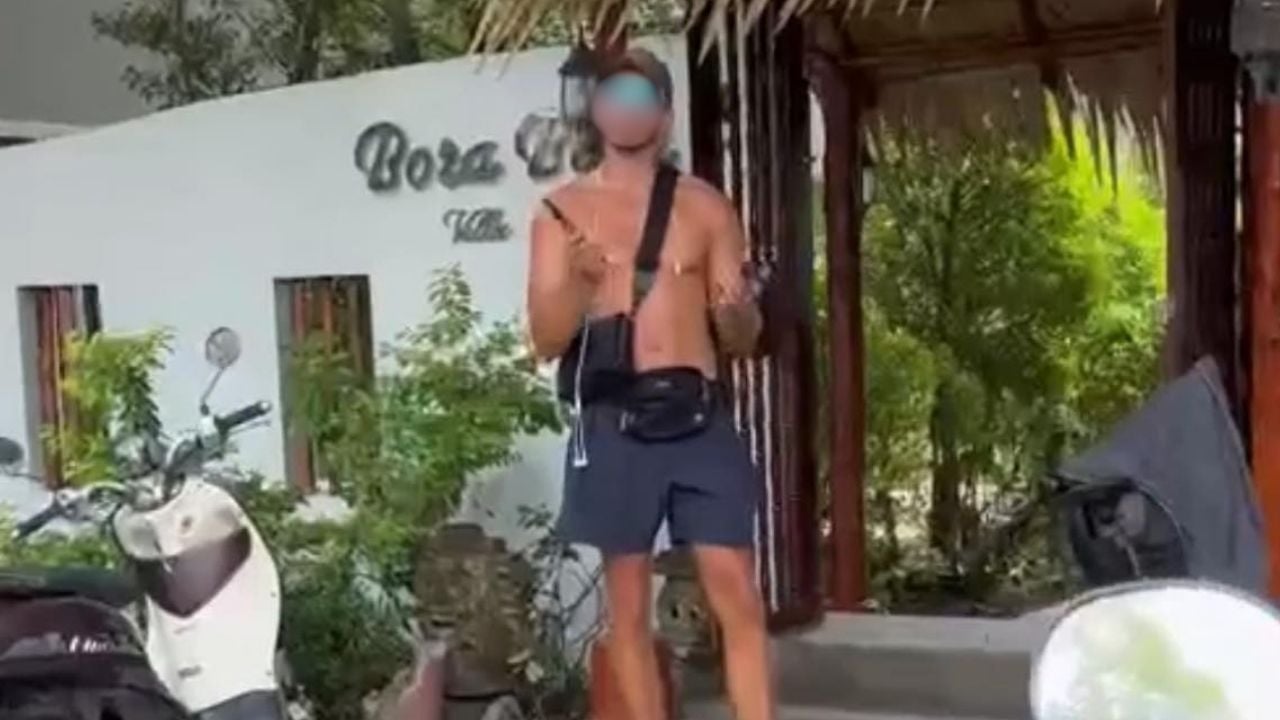 Foreign man wielding knife in Phuket