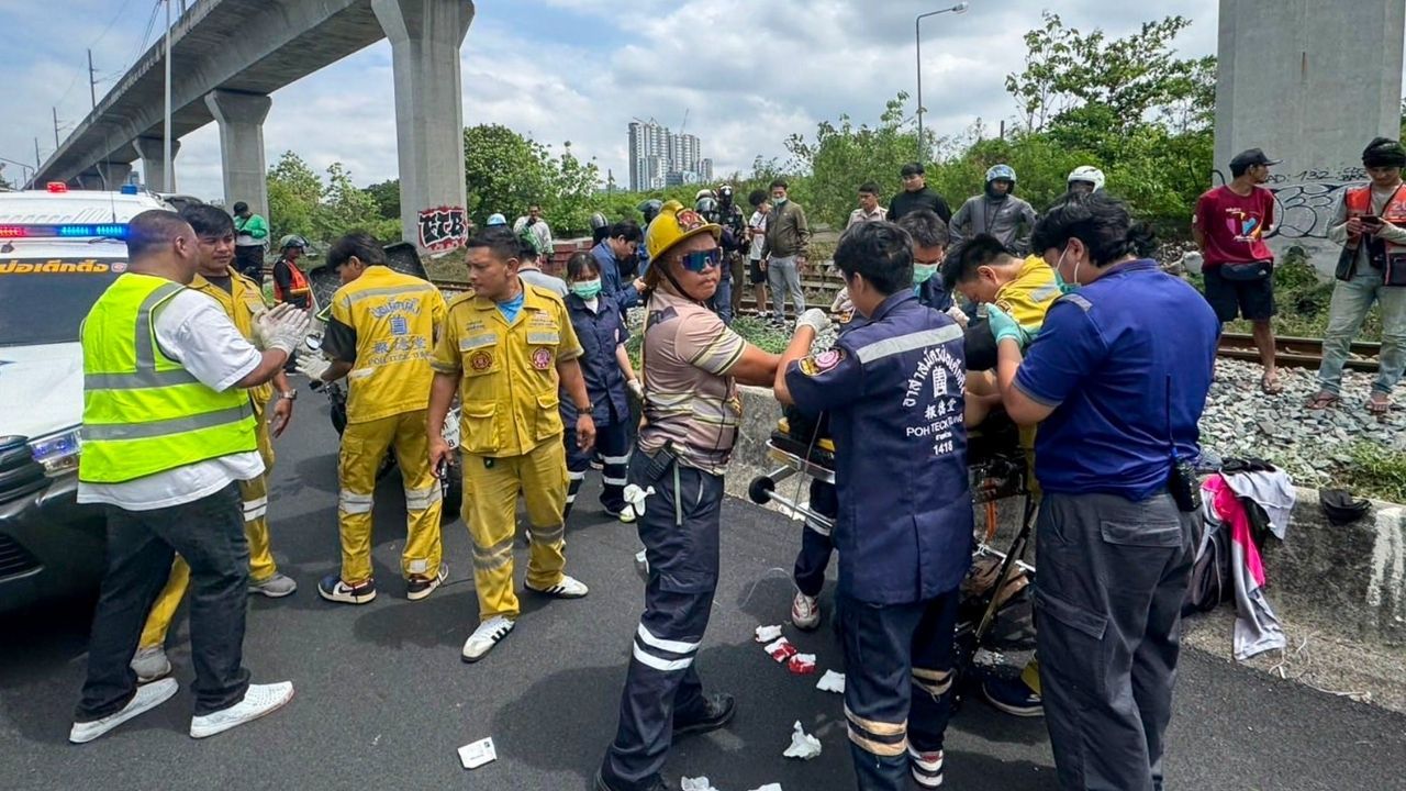 Train hits Bangkok delivery rider