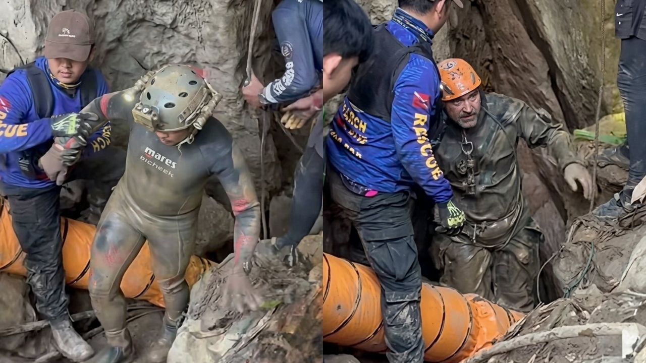 Diving experts in cave rescue in Laos