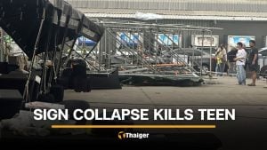 17 year old Thai man killed in sign collapse in extended Songkran event in Saraburi | Thaiger