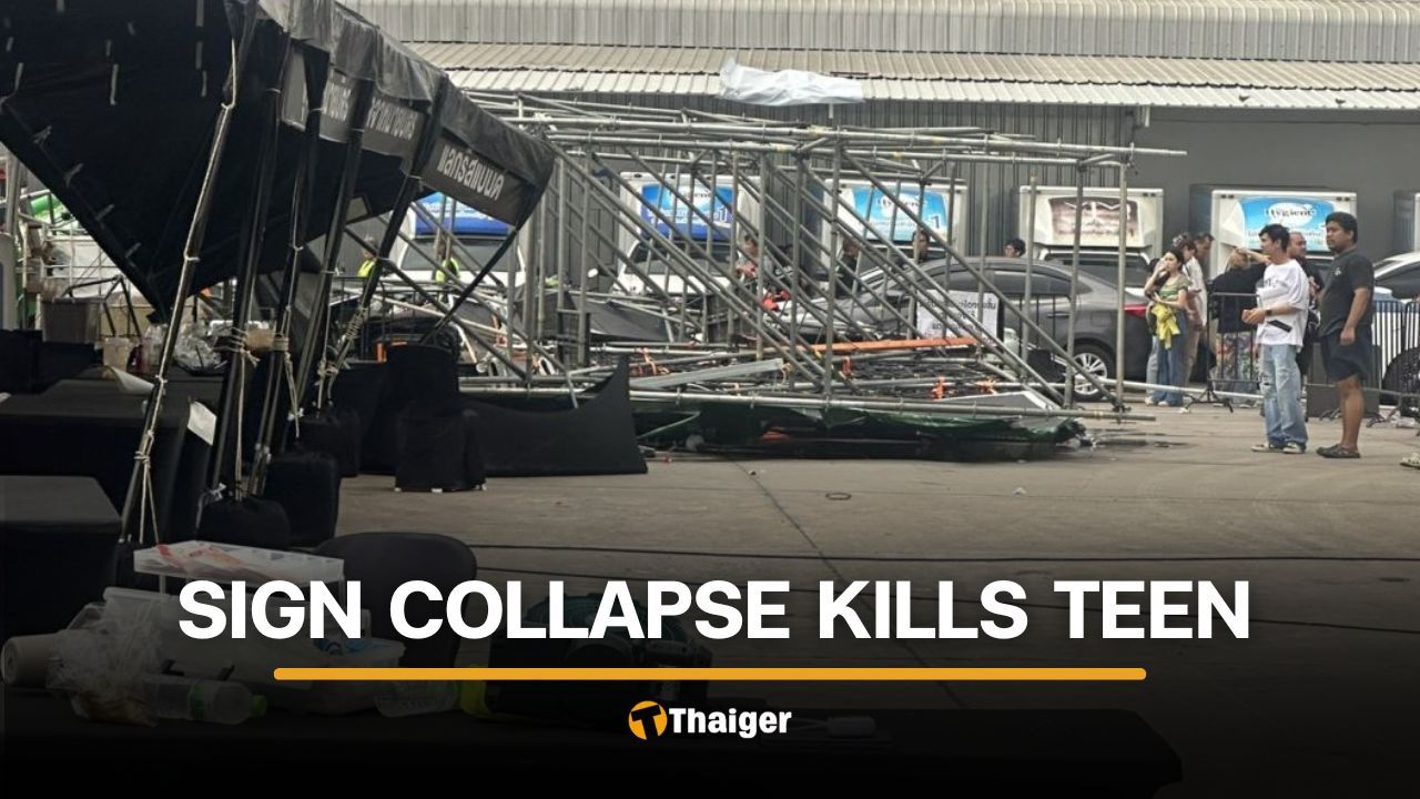 17 year old Thai man killed in sign collapse in extended Songkran event in Saraburi | Thaiger