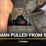 Rayong man removed from manhole after passerby hears cries for help | Thaiger