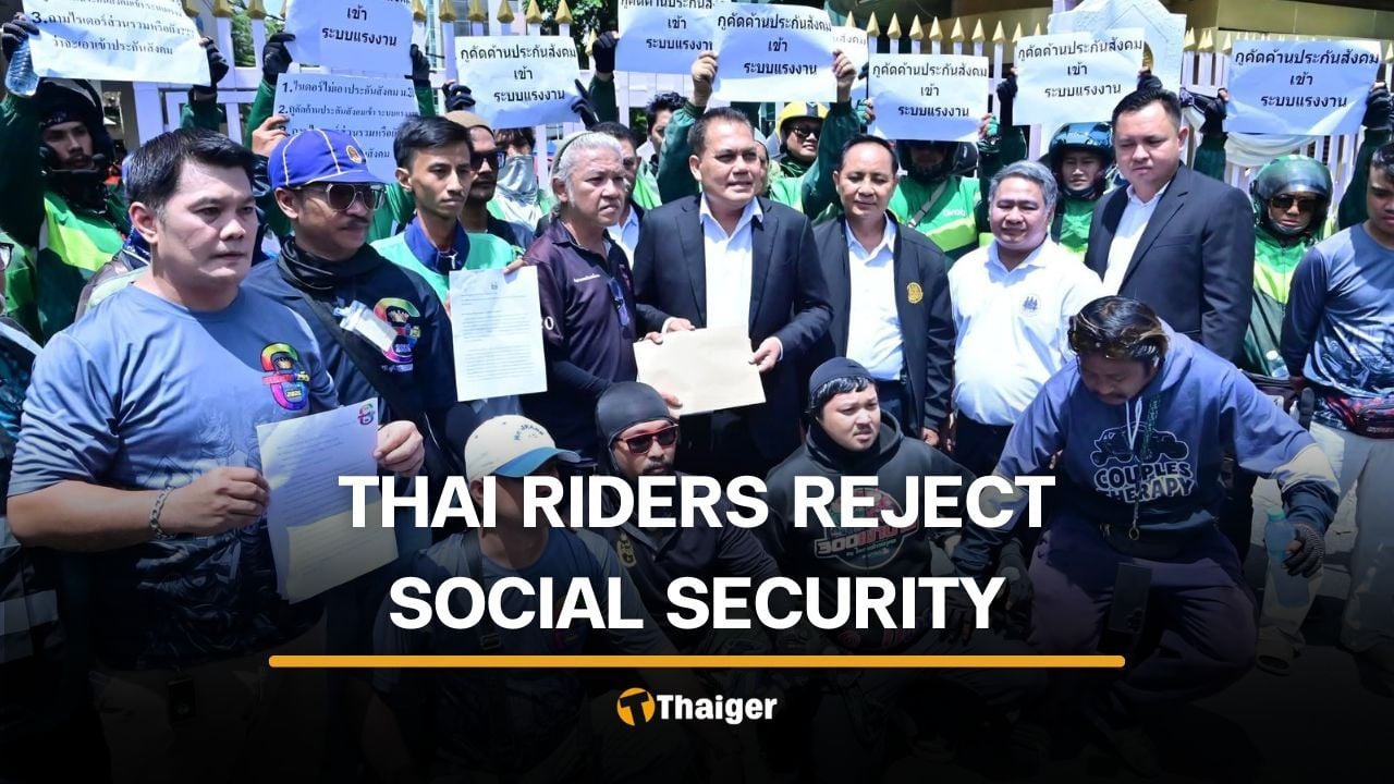 Thai delivery riders protest social security inclusion plan | Thaiger