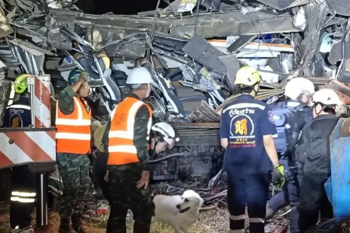 Rescuers at the scene of the accident