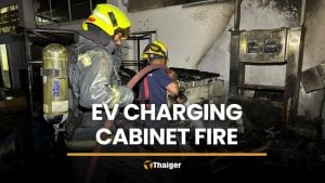 EV charging cabinet fire damages truck at Samut Prakan factory | Thaiger