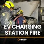 EV charging station fire damages truck at Samut Prakan factory | Thaiger