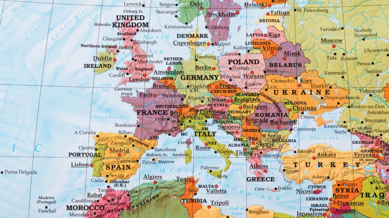 European countries on map
